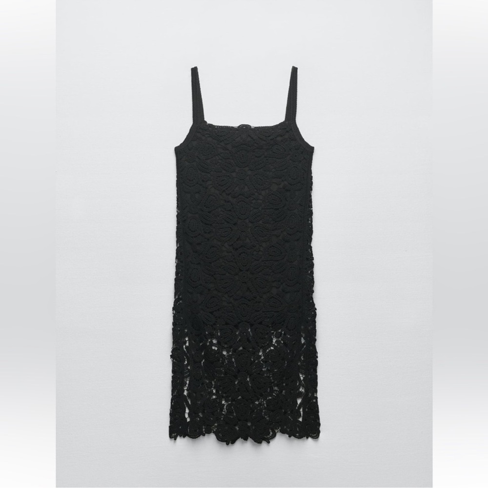 ZARA MACRAMÉ LACE KNIT DRESS - Picture 12 of 16